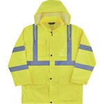 Ergodyne 8366 Lightweight Hi-Vis Rain Jacket - Type R, Class 3 - Recommended for: Construction, Utility, Emergency, Airline Crew, Railway Worker, Survey Crew - Extra Large - Hook & Loop Wrist - Drawstring Closure Closure - Polyurethane, 150D Oxford Polyes EGO24335