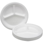 SKILCRAFT&reg; Triple Compartment Paper Plates - Disposable - 10.3" Diameter - White - Paper Body - 500 / Box NSN2636700