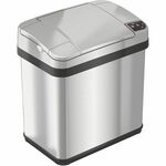 HLS Commercial Stainless Steel Sensor Trash Can - 2.50 gal Capacity - Rectangular - Touchless - Sensor, Fingerprint Resistant - 11.6" Height x 10.3" Width - Stainless Steel, ABS Plastic - Gray - 1 Each HLCHLS02SS