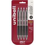 uniball™ 207 Needle Gel Pens - 0.7 mm Medium Needle Pen Point - Refillable - Retractable - Black Ink - Gel-based - Black Plastic Barrel - Tungsten Carbide, Stainless Steel Tip - 4 / Pack UBC1738430