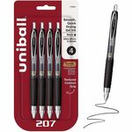 uniball™ 207 Gel Pen - Ultra Micro Conical Pen Point - Refillable - Retractable - Black Ink - Gel-based, Pigment-based - Plastic Barrel - Tungsten Carbide, Stainless Steel Tip - 4 / Pack UBC1790927
