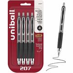 uniball™ 207 Gel Pen - 0.7 mm Medium Pen Point - Refillable - Retractable - Black Ink - Gel-based - Plastic Barrel - Tungsten Carbide Tip - 4 / Pack UBC33960PP
