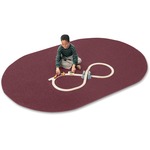 Carpets for Kids&reg; Solid Color Mt. St. Helens Carpet Rug - Floor Rug - 90" Length x 12 ft Width - Oval - Cranberry - Nylon, Yarn CPT2170810