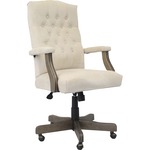 Boss Executive Commercial Linen Chair - Champagne Seat Color - Velvet, Linen Seat Material - Champagne Back Color - Velvet, Linen Back Material - Driftwood Frame Color - Mid Back - 5-star Base - Armrest - 1 Each BOP905DWCMP
