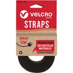 VELCRO Strap,Adjustable,Reusable,Recycled,1"x10',Black - Cable Strap - Black - 1 Each VEK30188