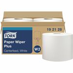 TORK Paper Wiper Plus White W2 - 1 Ply15.20" Length - 300 Sheets/Roll - 3.66" Roll Diameter - 1 3/16" Core - White - Paper - 2 / Carton TRK192128