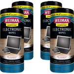 Weiman E-Tronic Wipes - For TV, Keyboard, Monitor, Notebook, Smartphone, Tablet, Electronics, Plasma Display, LCD - Streak-free, Lint-free, Ammonia-free, Anti-static, Pre-moistened - White - 30/Tub - 4 / Carton WMN93ACT