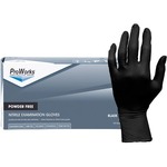 ProWorks Black Nitrile Exam Gloves, Powder Free 5 mil (GL-N145F) - 5 mil Thickness - Small Size - Black - Textured, Latex-free, Non-sterile - 100 / Box HOSGLN145FS
