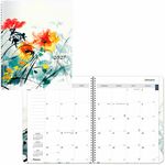 Rediform Essential Weekly/Monthly Planner - Weekly, Monthly - 14 Month - December 2026 to January 2028 - 1 Week, 1 Month Double Page Layout - Twin Wire - Dramatic Floral - 1 Each REDC701G01