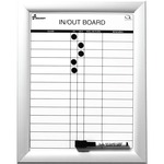 SKILCRAFT&reg; In/Out Board - 11" (0.9 ft) Width x 14" (1.2 ft) Height - White Porcelain Enameled Steel Surface - Anodized Aluminum Aluminum Frame - Rectangle - Vertical - Magnetic - 1 Each NSN4845261