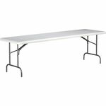 SKILCRAFT Folding Table - Rectangle Top - 1200 lb Capacity - 96" Table Top Length x 30" Table Top Width - 29" Height - Home, Hospital, Business Environment, Educational Environment - Gray, Platinum, Powder Coated - Polyethylene Top Material - 1 Each NSN5766179