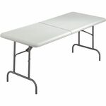 SKILCRAFT&reg; Blow-mold Bi-folding Table - Platinum Top - Gray Base - Contemporary Style - 250 lb Capacity - 72" Table Top Width x 30" Table Top Depth - 29" Height - Assembly Required - Plastic, High-density Polyethylene (HDPE) Top Material - 1 Each - TA NSN6716415