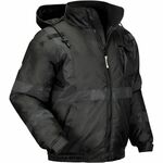 Ergodyne GloWear 8377 Thermal Bomber Hi-Vis Jacket - Large - Cold Temperature Protection - Hook & Loop Wrist - Zipper Closure - 4 Pocket(s) - Polyester - Black - Wind Resistant, Water Resistant, Insulated, Comfortable, Reflective Strap, Low Profile, Adjus EGO25644