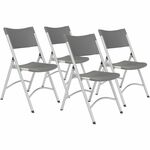 National Public Seating 600 Series Folding Chairs - Charcoal Slate Seat Color - Plastic Seat Material - Charcoal Slate Back Color - Plastic Back Material - Silvertone Frame Color - Tubular Steel, Metal Frame Material - Charcoal Slate - Plastic, Resin - 4  NPS620