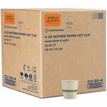 World Centric NoTree Paper Hot Cups - 4 fl oz - Natural - Paper - Hot Drink, Beverage, Tea, Hot Chocolate, Coffee - 50 Cups/Pack - 20 / Carton WORCUSU4