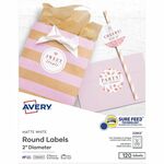 Avery&reg; Easy Peel Multipurpose Label - 2" Diameter - Permanent Adhesive - Round - Inkjet, Laser - Matte White - 12 / Sheet - 10 Total Sheets - 120 Total Label(s) - 120 / Pack AVE22612