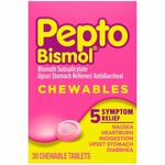 Pepto Bismol Chewable Tablets Original - For Upset Stomach, Indigestion, Nausea, Heartburn, Diarrhea - Cherry - 30 / Box PGC03977