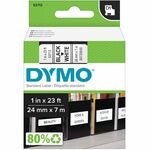 Dymo D1 Electronic Tape Cartridge - 1" Width x 23 ft Length - Thermal Transfer - Black, White - Plastic - 1 Each DYMS0720930