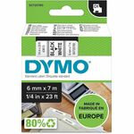 Dymo D1 Electronic Tape Cartridge - 1/4" Width x 23 ft Length - Thermal Transfer - Black, White - Plastic - 1 Each DYMS0720780