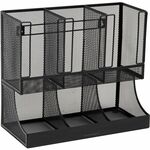 Mind Reader 6-Compartment Coffee Condiment Organizer - 6 Compartment(s) - 2 Tier(s) - 11.05" Height x 12.80" Width x 6.30" Length - Counter, Desktop, Tabletop - Durable, Lightweight, Easy to Clean, Food Safe - Black - Metal Mesh - 1 Each EMSUPMESH