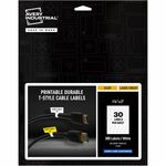 Avery Cable Labels, T-Style, 1.25" x 2" , 300 Total (61539) - Waterproof - 1 1/4" Width x 2" Length - Permanent Adhesive - T-shaped - Inkjet, Laser - White - Film - 30 / Sheet - 10 Total Sheets - 300 Total Label(s) - Durable, Uncoated, Chlorine-free, AVE61539