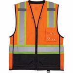 Ergodyne 8251HDZ-BK 2-Tone Hi-Vis Safety Vests - Large/Extra Large - Zipper Closure - Polyester Mesh, Polyester - Orange - Two-tone, High Visibility, Reflective Strap, Mesh Back, Breathable, Lightweight, Waist Cord, Drawstring Waist, Interior Pocket, Exte EGO23045