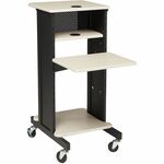 National Public Seating PRC200 Premium Presentation Cart - 4 Shelf - 4 Casters - 3" Caster Size - 18" Width x 30" Depth x 40.50" Height - Black Steel Frame - Ivory, Black - 1 Each NPSPRC200