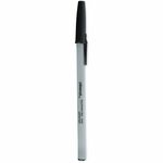 Universal Ballpoint Pen - Conical, 0.7 mm Fine Pen Point - Black Ink - Oil Based - Gray Stick, Black Barrel - Office - 12 / Dozen UNV27420