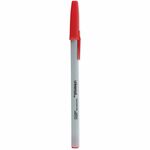 Universal Ballpoint Pen - 1 mm Medium, Conical Pen Point - Red Ink - Oil Based - Gray Stick, Red Barrel - Office - 12 / Dozen UNV27412