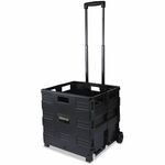 Universal Collapsible Mobile Storage Crate, Plastic, 18.25 x 15 x 18.25 to 39.37, Black - External Dimensions: 18.3" Width x 15" Depth x 39.4" Height - Plastic - Black - 1 Each UNV14110