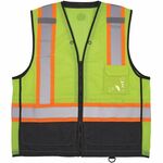 Ergodyne 8251HDZ-BK 2-Tone Hi-Vis Safety Vests - Large/Extra Large - Zipper Closure - Polyester Mesh, Polyester - Lime - Two-tone, High Visibility, Reflective Strap, Mesh Back, Breathable, Lightweight, Waist Cord, Drawstring Waist, Interior Pocket, Exteri EGO23035