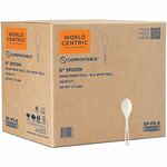 World Centric Spoon - 1000 Piece(s) - Spoon - Cutlery Spoon - Disposable - Plastic, Talc-filled Polylactic Acid (TPLA) - White - 50/Pack - 20 / Carton WORSPPS6