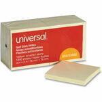 Universal Standard Self-Stick Pads - 1200 x Yellow - 3" Flag/Note Width x 3" Flag/Note Length - Square - 100 Sheets per Pad - Unruled - Yellow - Self-stick, Residue-free - 12 Pads/Pack - 12 / Pack UNV35668