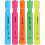 Universal Highlighter - Fluorescent Blue, Fluorescent Green, Fluorescent Pink, Fluorescent Orange, Fluorescent Yellow Ink - Blue Round, Green, Orange, Pink, Yellow Barrel - 1 Set UNV08860