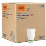 World Centric Compostable White Paper Hot Cups - 16 fl oz - White - Polylactic Acid (PLA) - Hot Drink, Coffee, Tea, Hot Chocolate, Cafe, Restaurant - 50/Pack - 20 / Carton WORCUPA16