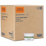 World Centric Compostable White Paper Bowls - Food, Soup, Ice Cream, Food Storage, Salad - White - Paper Body - 50/Pack - 20 / Carton WORBOPA8