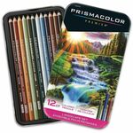 Prismacolor Premier Soft Core Colored Pencil Sets - Tuscan Red, Pumpkin Orange, Goldenrod, Light Sap Green, Olive Green, Peacock Green, Cloud Blue, Light Cerulean Blue, Indigo Blue, Chestnut, Light Umber, ... Lead - 12 / Pack SAN2023753
