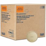 World Centric NoTree Compostable Paper Bowl Lids - Round - Paper - Natural - 25 Lids/Pack - 12 / Carton WORBOLNT24W