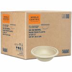 World Centric Compostable Fiber Bowl - Food, Soup, Ice Cream, Salad, Commercial - Disposable - Natural - Fiber Body - 125/Pack - 4 / Carton WORBOSCU24LFP