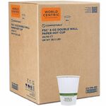 World Centric Compostable Double-Wall Paper Hot Cups - 8 fl oz - White - Paper - Cafe, Hot Drink, Tea, Coffee, Hot Chocolate - 50/Pack - 20 / Carton WORCUPA8D