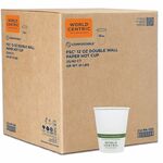World Centric Double Wall Paper Hot Cups - 12 fl oz - Leak Proof Closure - White - Paper - Hot Drink, Coffee, Tea - 40 Cups/Pack - 25 / Carton WORCUPA12D