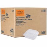 World Centric Compostable Clear Hinged Container - Food, Food Storage - Clear - Paper, Polylactic Acid (PLA) Body - 300 / Carton WORKLCS8N