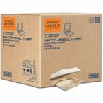 World Centric Compostable Fiber Hinged Container - Food, Food Storage - Natural - Fiber Body - 300 / Carton WORTOSCU8TLFP