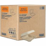 World Centric Compostable Fiber Hinged Containers - Food Storage, Food, Commercial - Natural - Fiber Body - 50/Pack - 6 / Carton WORTOSCU9LFP