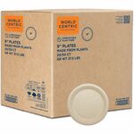 World Centric Compostable Fiber Plate - Food, Picnic, Party - 9" Diameter - Natural - Bamboo, Fiber Body - Round - 1000 / Carton WORPLSCU9LFP