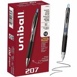 uniball™ 207 Gel Pens - 0.38 mm Pen Point - Retractable - Blue Ink - Pigment-based, Gel-based - Stainless Steel Tip - Office, Home, Classroom, Writing - 12 / Dozen UBC1790923