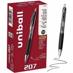 uniball™ 207 Gel Pens - 0.38 mm Ultra Micro Pen Point - Retractable - Black Ink - Pigment-based, Gel-based - Clear, Black Barrel - Stainless Steel Tip - Office, Home, Classroom, Writing - 12 / Dozen UBC1790922