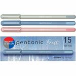 Pentonic Frosted Barrel Ballpoint Pens - 0.7 mm Fine Pen Point - Assorted Ink - Frost Barrel - 15 / Box PNTPEN13088