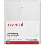 Universal Top Opening Poly Envelopes, 1.25" Expansion, Letter Size, Clear, 10/Pack - File - Letter - 9 49/64" Width x 11 47/64" Length - String/Button - Clear - Plastic, Polypropylene - 10 / Pack UNV50790
