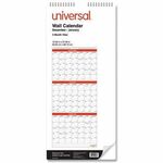 Universal Calendar - Julian Dates - Quarterly - 14 Month - December 2025 to January 2027 - 3 Month Single Page Layout - 12" x 27" Sheet Size - White/Red Sheet - Wire-O - Wall Mount - 1 Each UNV71003